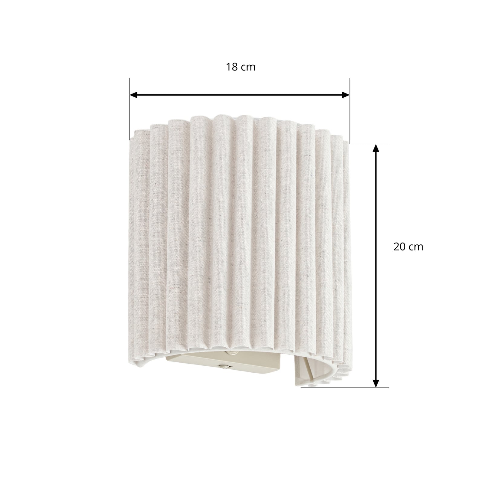 Lindby vägglampa Libbie, höjd 20 cm, linne, krämfärgad, E27