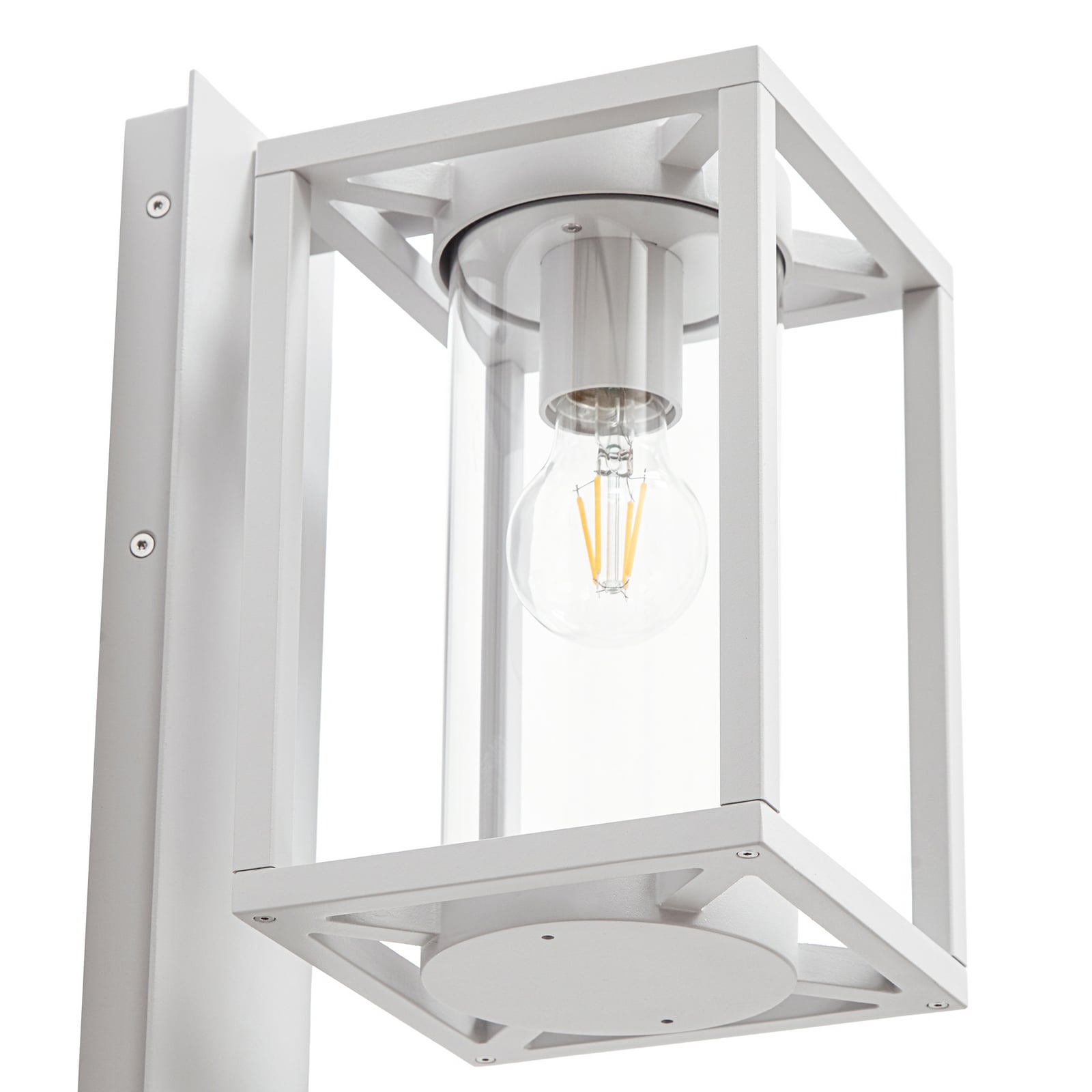 Ferda vanjska zidna svjetiljka, senzor, E27, IP44, siva, staklo - Lucande