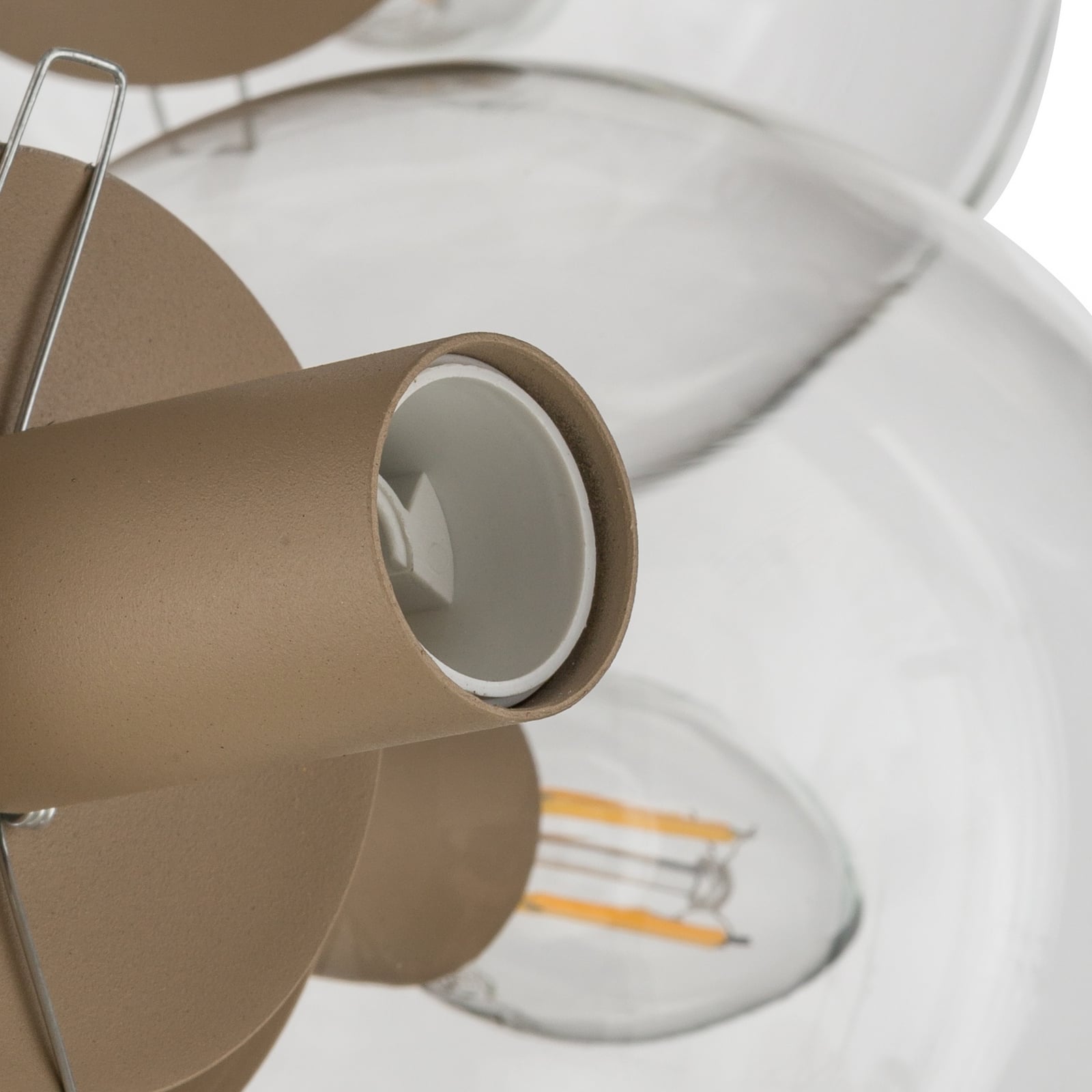 Lampada a sospensione Zumba, grigio-beige/trasparente, a 13 luci, in vetro Lampada a sospensione Zumba, grigio-beige/trasparente, a 13 luci, in vetro