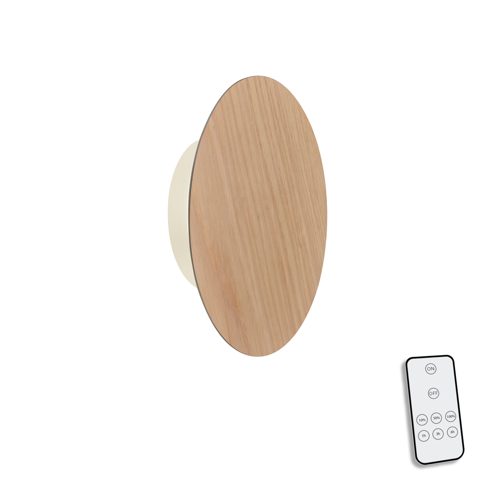 Kinkiet LED na baterię Puntua Ø 18 cm o wyglądzie drewna