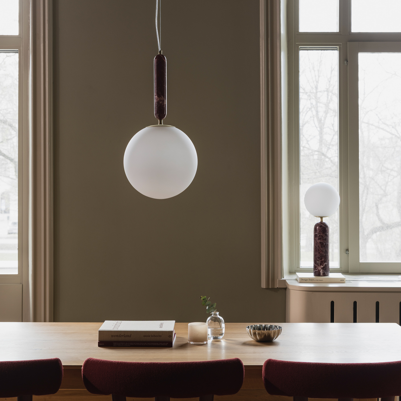 Globen Lighting hanglamp Torrano, rood, Ø 30 cm, marmer