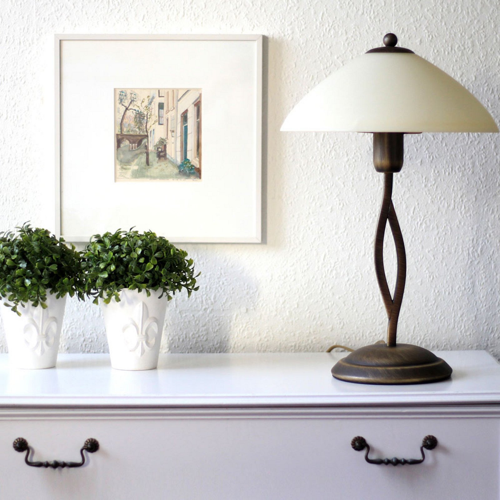 Steinhauer Lampă de masă Capri înălțime 45 cm crem/bronz - Camera de zi / sufragerie - Casă de țară / Rustic - crem bronz - Sticlă