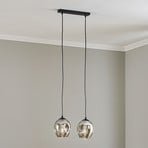 Starla pendant lamp two-bulb, graphite glass