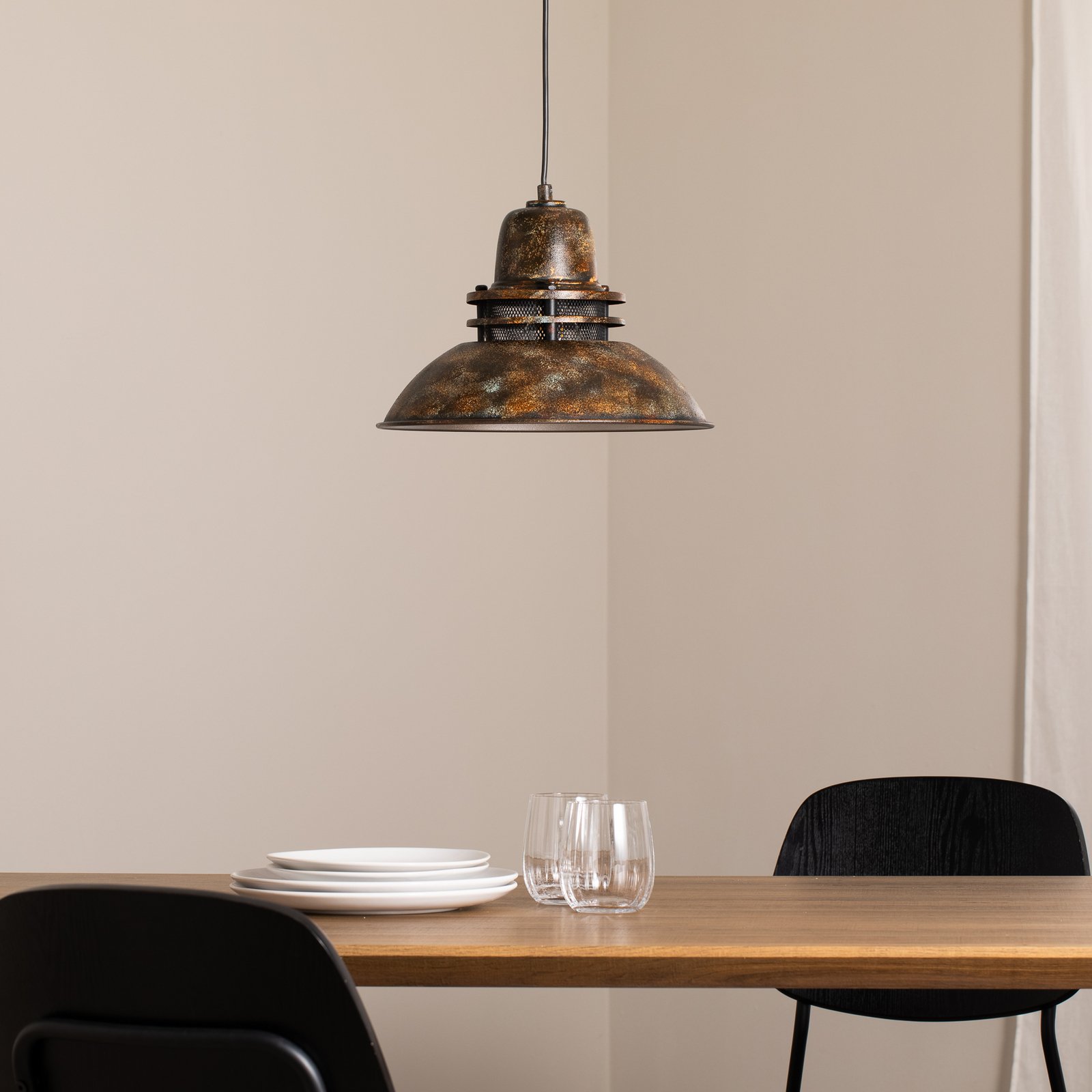 Tibet pendant light, antique brown, Ø 34 cm, metal, E27 Tibet pendant light, antique brown, Ø 34 cm, metal, E27