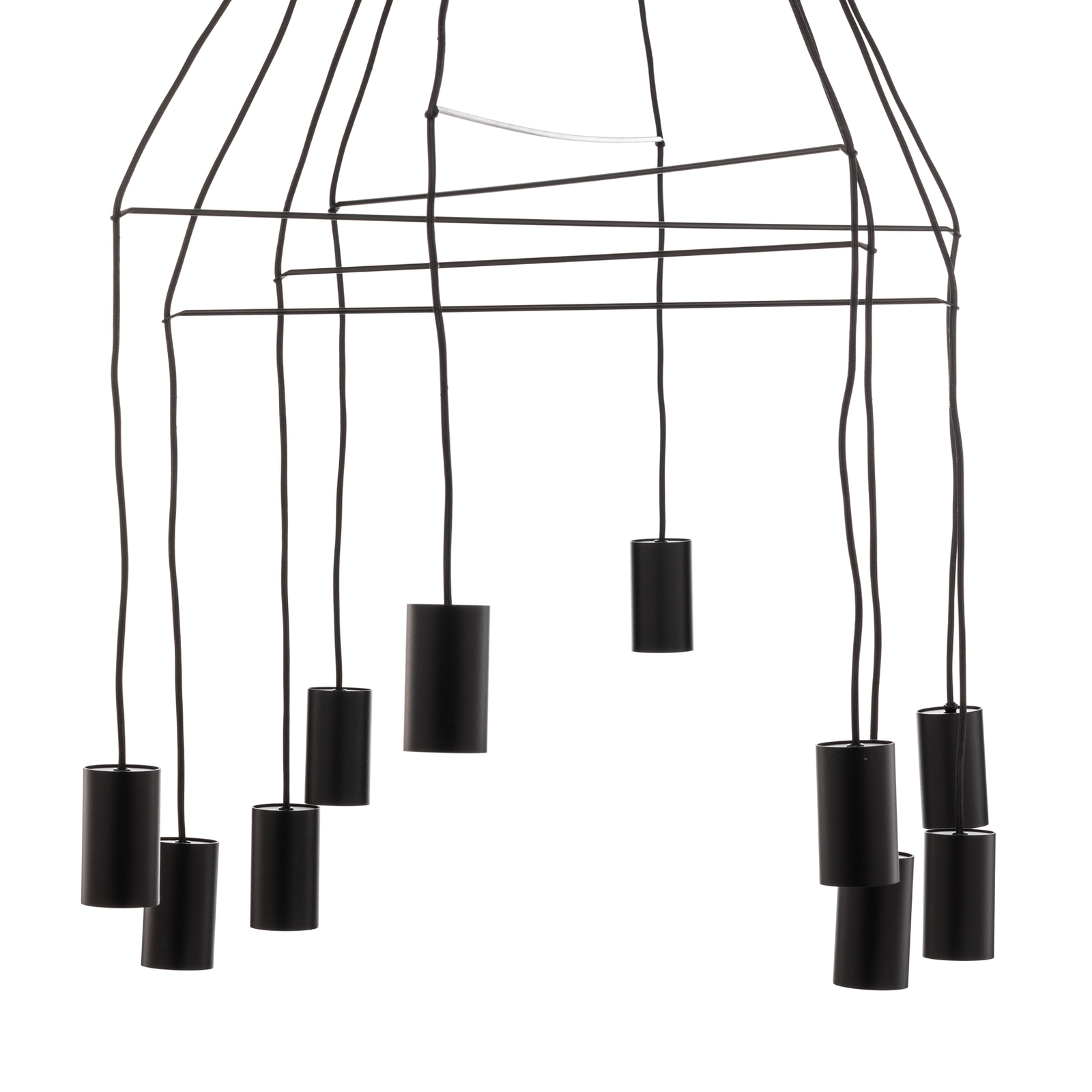 Hanglamp Imbria, 10-lamps, lengte 126cm zwart