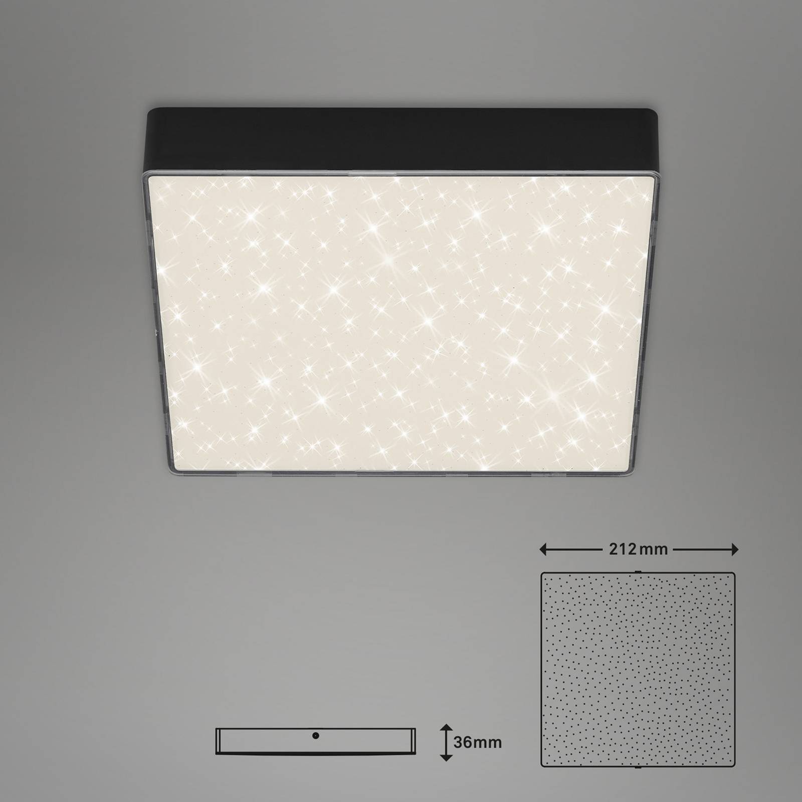 Lampa sufitowa LED Flame Star, 21,2 x 21,2 cm czarna