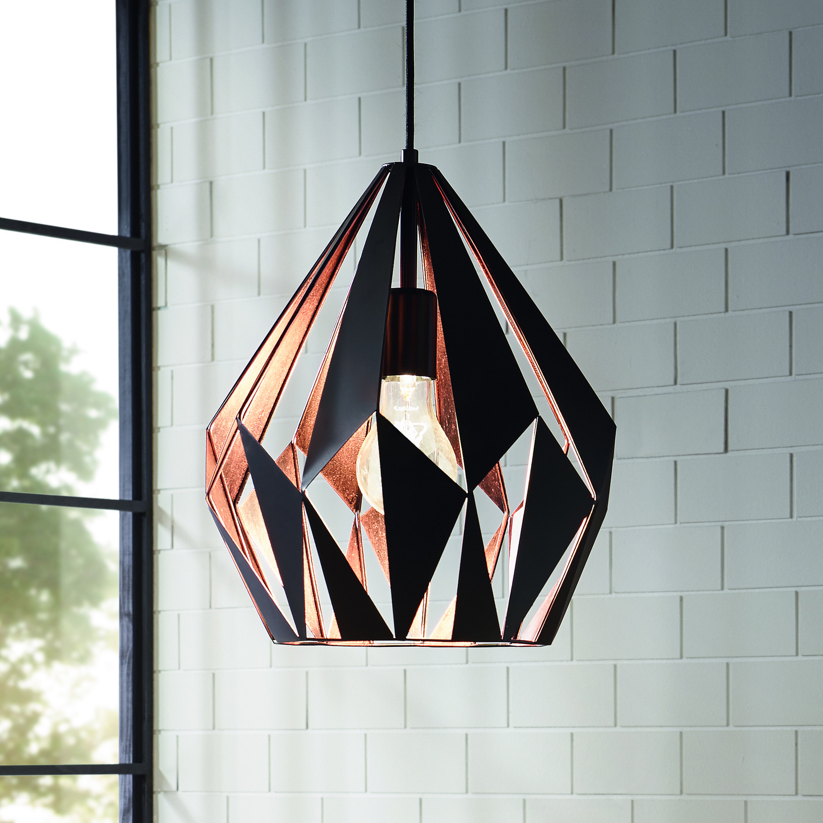 Lampada a sospensione Carlton nero-rame Ø 31 cm