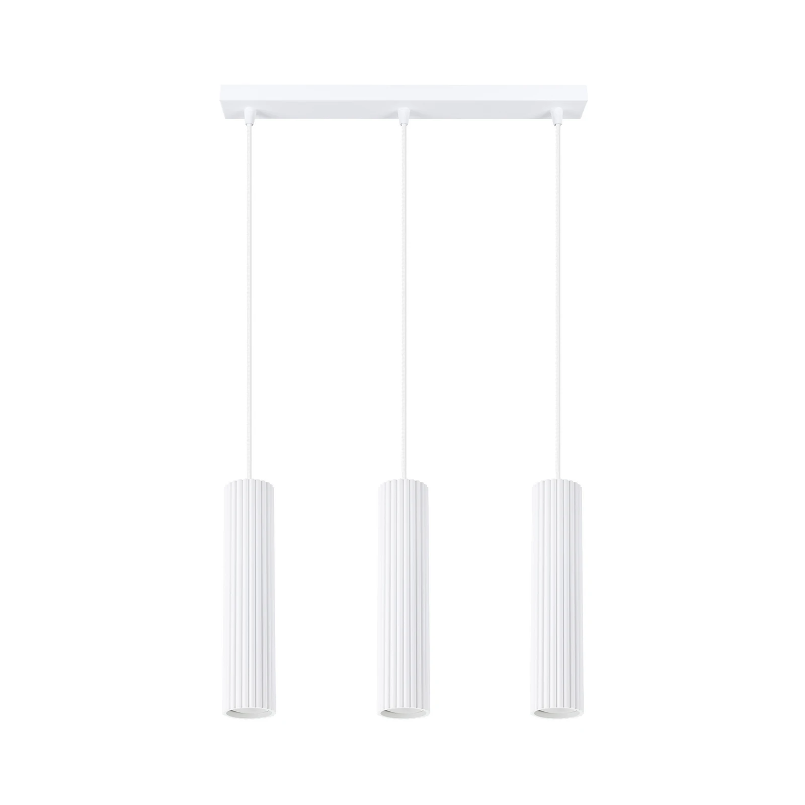 Suspension carbone, blanc, longueur 45 cm, aluminium, à 3 lampes.