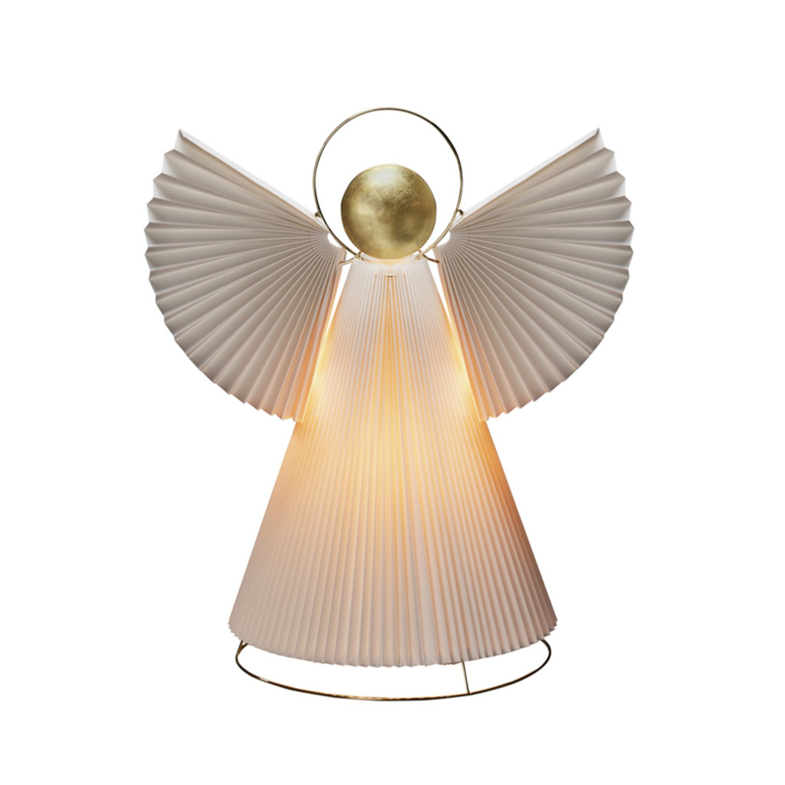 Dekoratívny svetelný anjel z papiera E14 biely/mosadz 54cm
