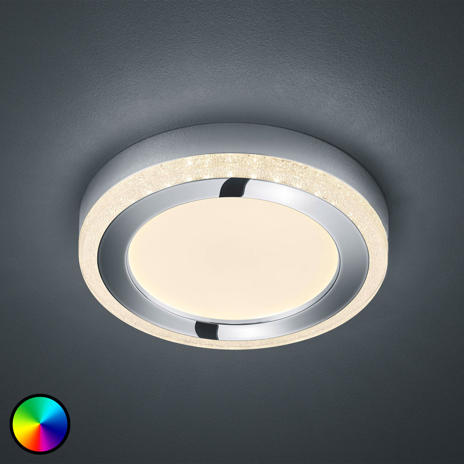 LED-taklampe Slide, hvit, rund, Ø 25 cm