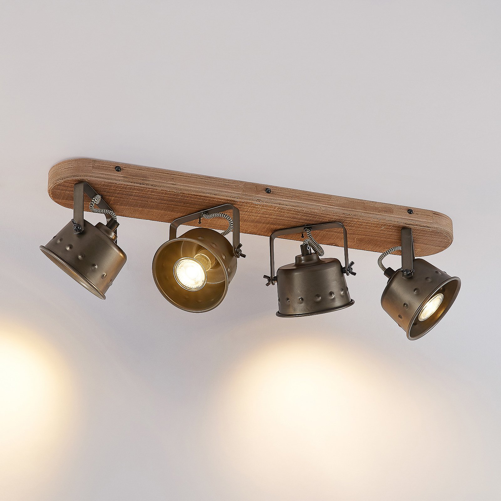 Rubinjo 4 Ceiling Lamp Wood/Black - Lindby