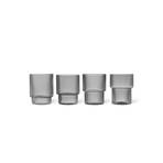 ferm LIVING Glass Ripple, grey, 200 ml, mouth-blown, set of 4