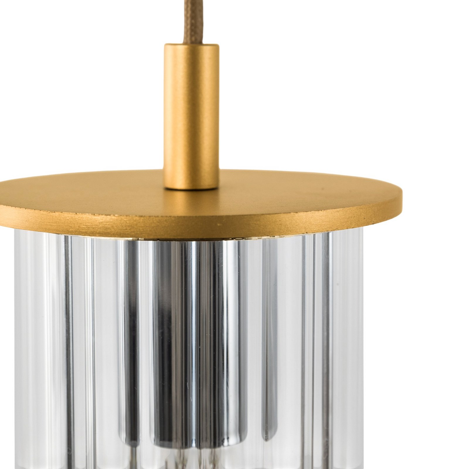 Lampada a sospensione da esterno Nora, oro/trasparente, IP44, vetro Lampada a sospensione da esterno Nora, oro/trasparente, IP44, vetro