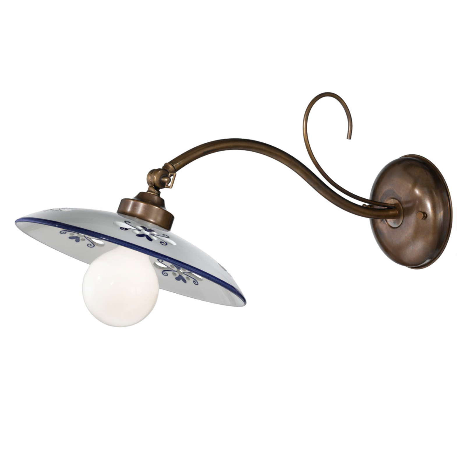 Lampa ścienna Bassano, klosz ceramiczny, wystający