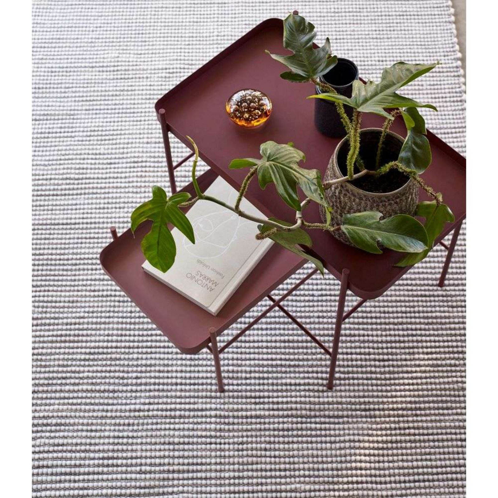 Poppy Rug 120x180 Burgundy/Bijela - Hübsch