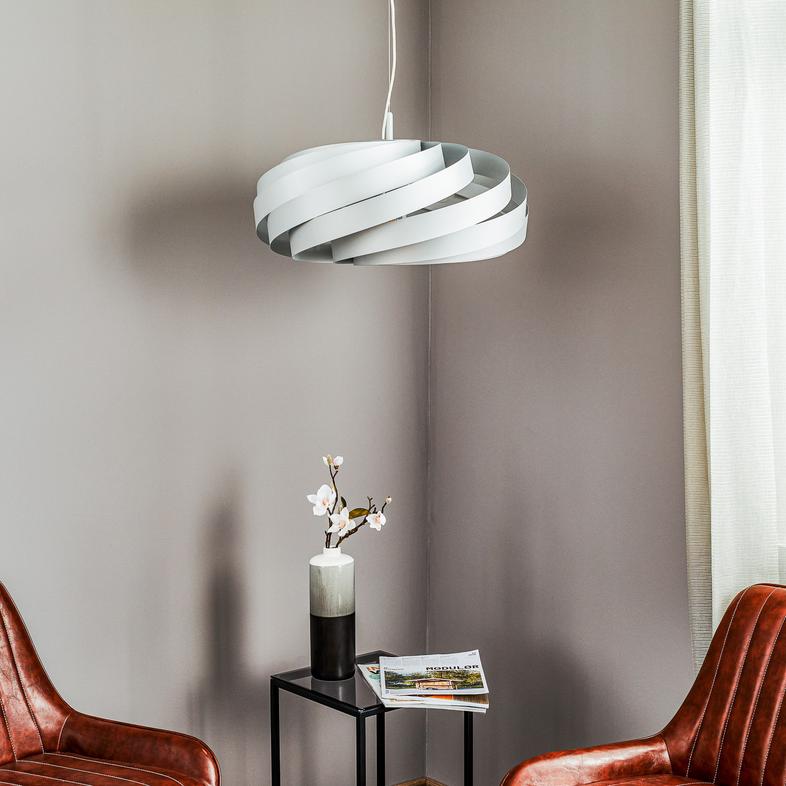 Vento hanglamp, aluminiumkleurig, Ø 60 cm, metaal, E27