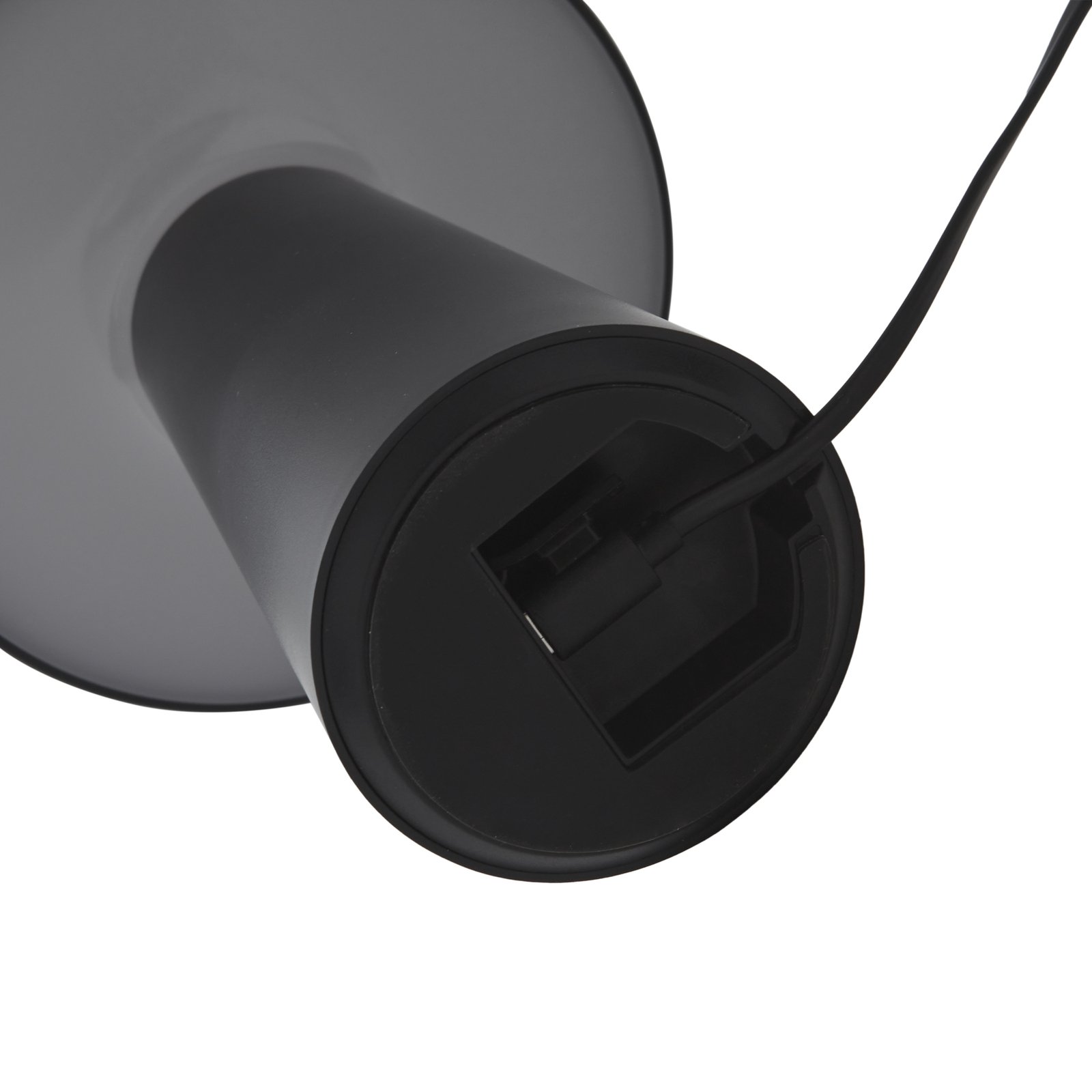 Nabíjecí stolní lampa Lindby Zyre LED, černá, IP44, dotykový stmívač