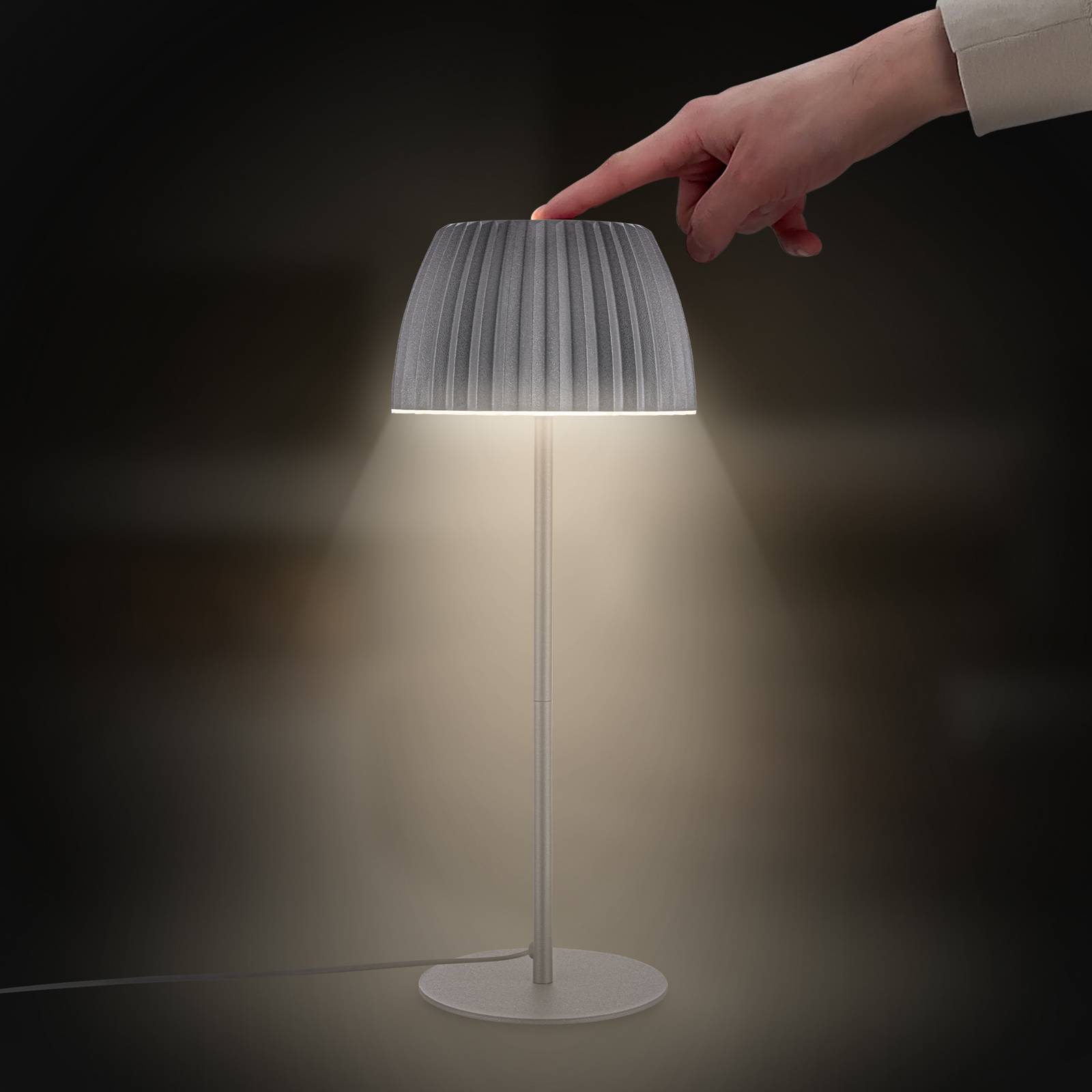 Lampa stołowa LED Loca, antracytowa, wysokość 36 cm, metal/tworzywo sztuczne