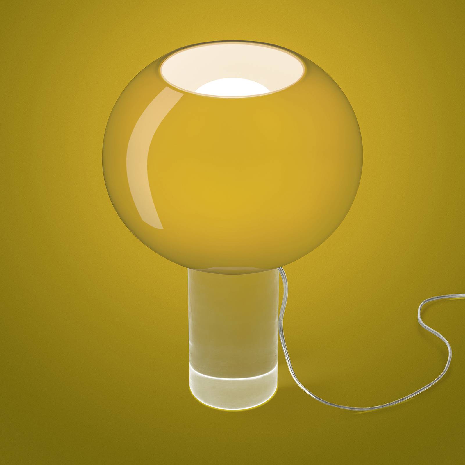 FOSCARINI Foscarini Buds 3 table lamp spherical yellow-green, for Living / Dining Room, handblown glass, plastic, E27, 15 W, energy efficiency: A++, H: 42 cm