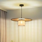 Lampada a sospensione Euluna Manila, colore oro, rattan, Ø 50 cm