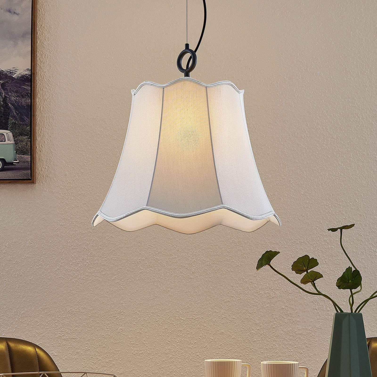 Lucande Binta függő lámpa, egy izzós, ezüstszürke