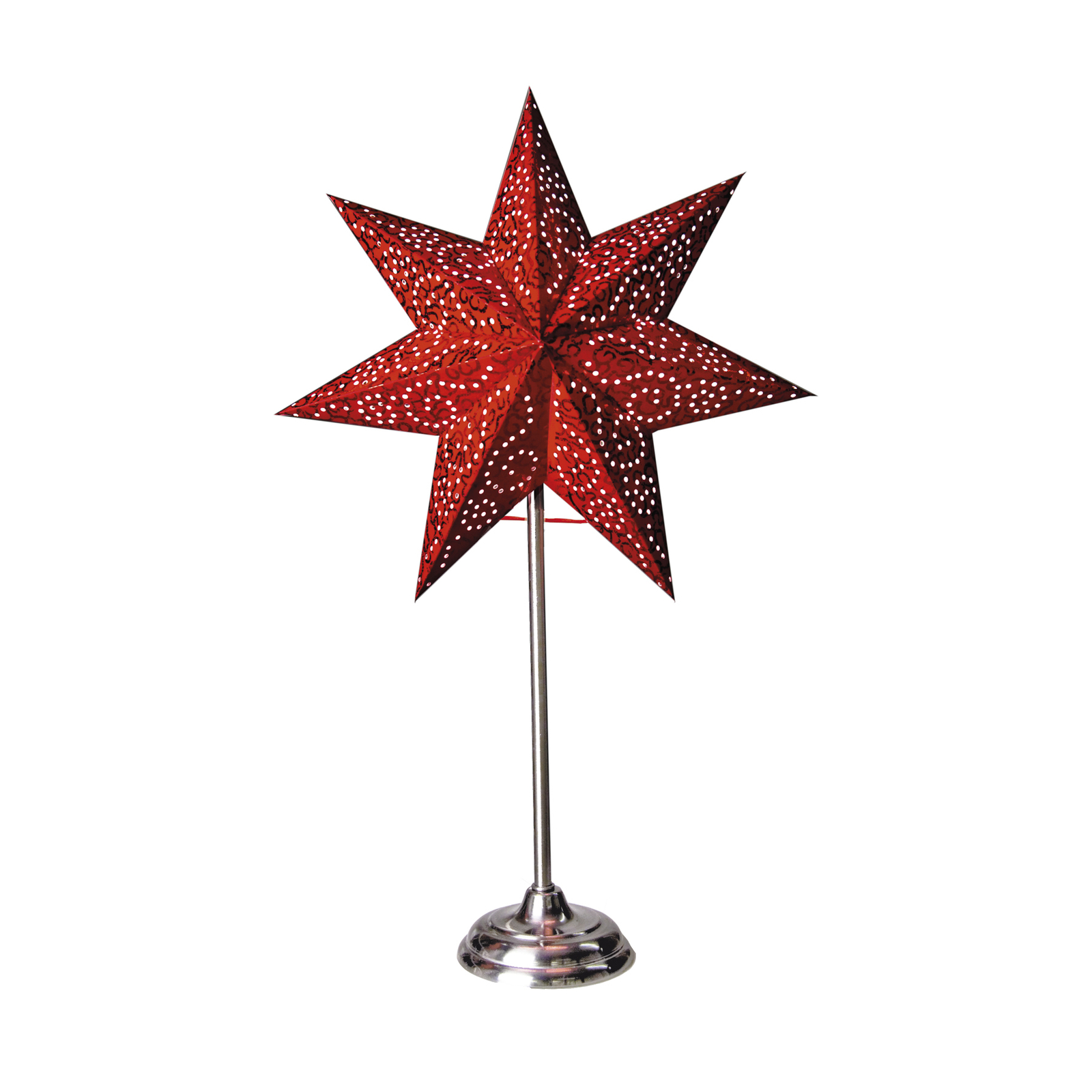 Antique stående stjerne, metal/papir, rød
