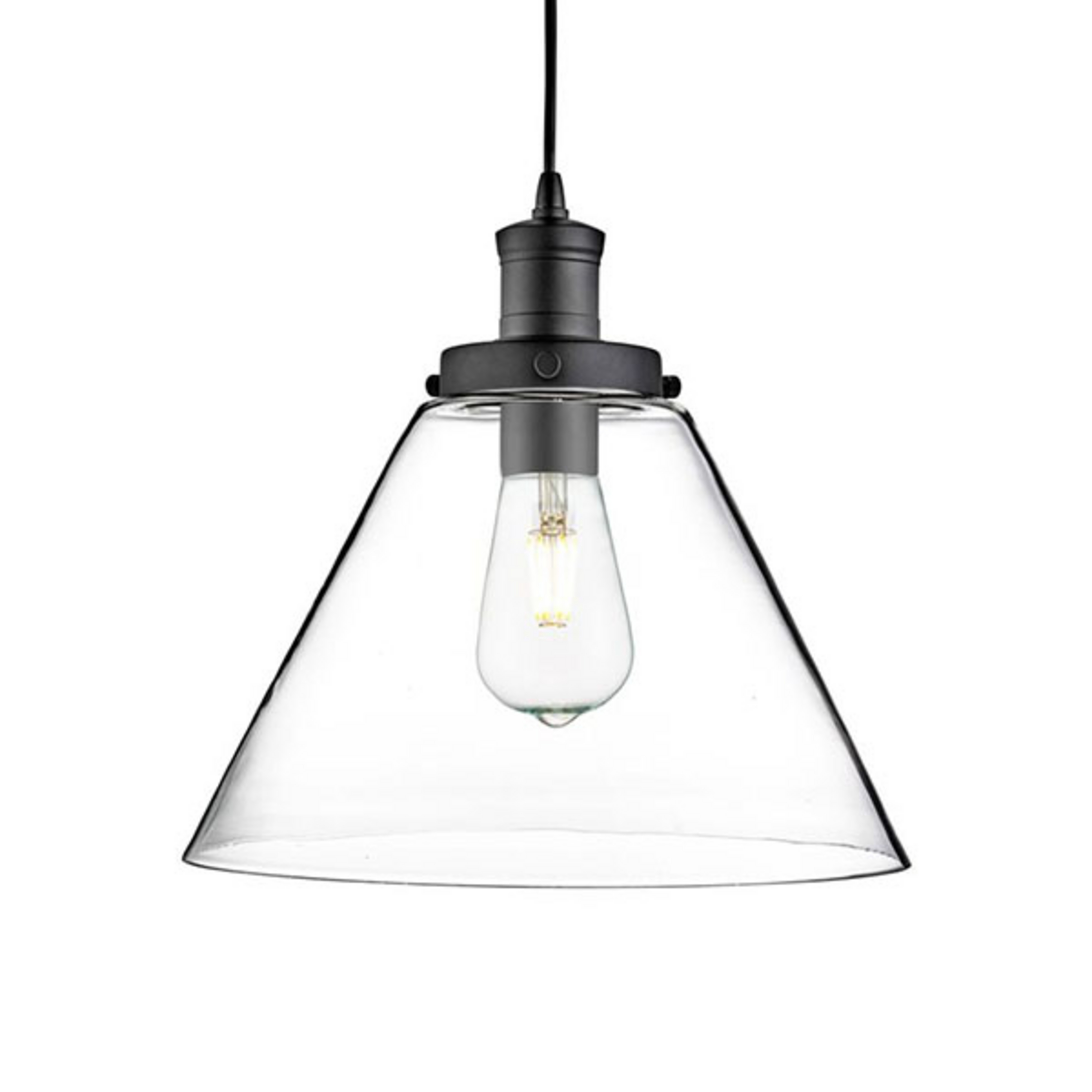 Pendelleuchte Pyramid, schwarz/klar, Glas, Ø 29 cm, E27
