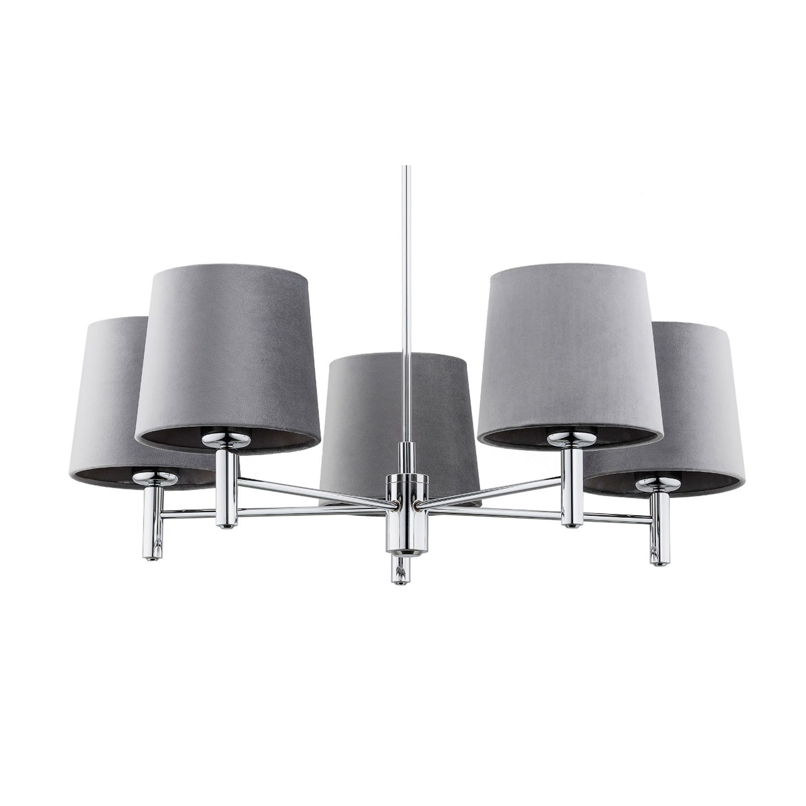 Hanglamp Bono, 5-lamps, chroom/grijs