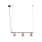 Studio hanging light, pink, decentralised, length 91 cm, 3-bulb.