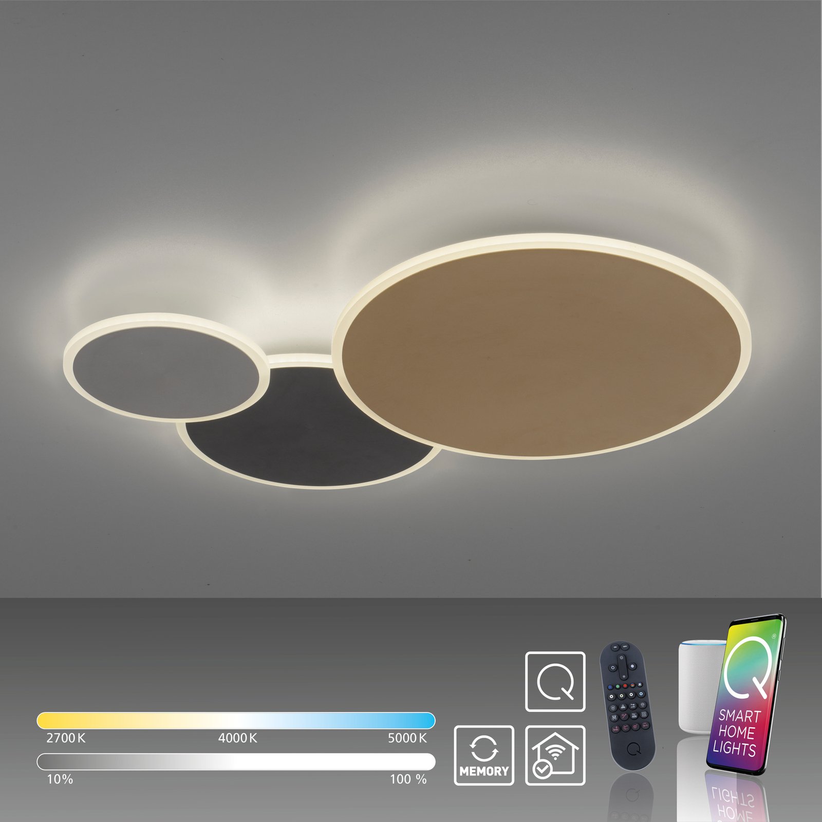 Пол Нойхаус Q-Piato LED осветление за таван, три лампи