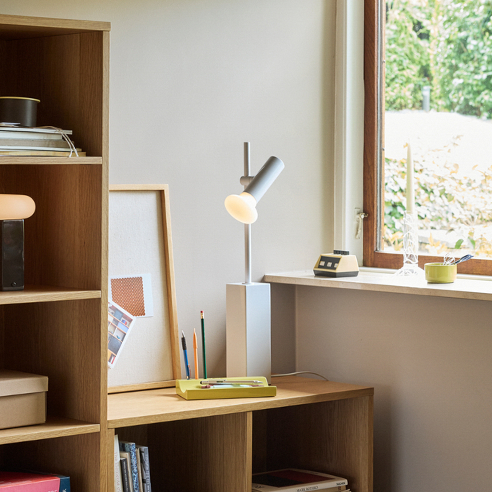 Набор настолни лампи, светлосиво, височина 60 см, желязо/стъкло