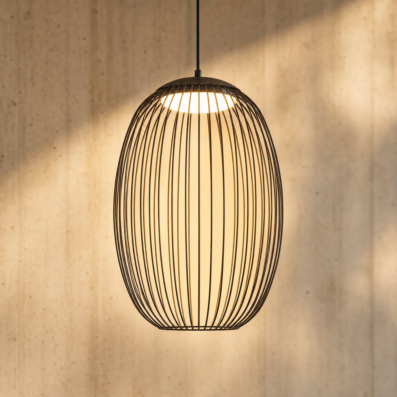 Richi LED-riippuvalaisin ulos, Ø 40 cm, musta, himmennettävä, IP44, metalli - Lucande - Moderni - Yksilamppuinen
