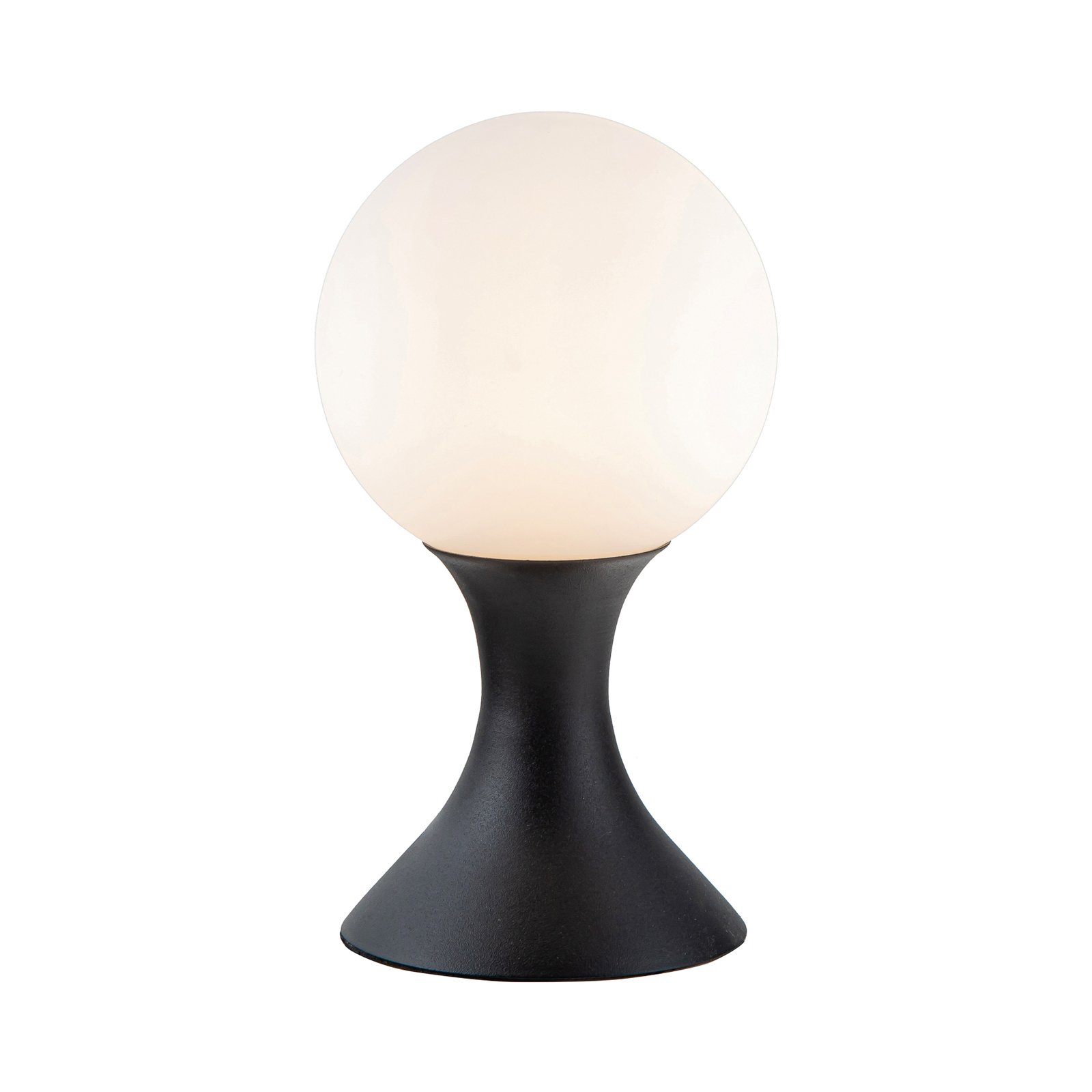 Moya table lamp, glass lampshade, black