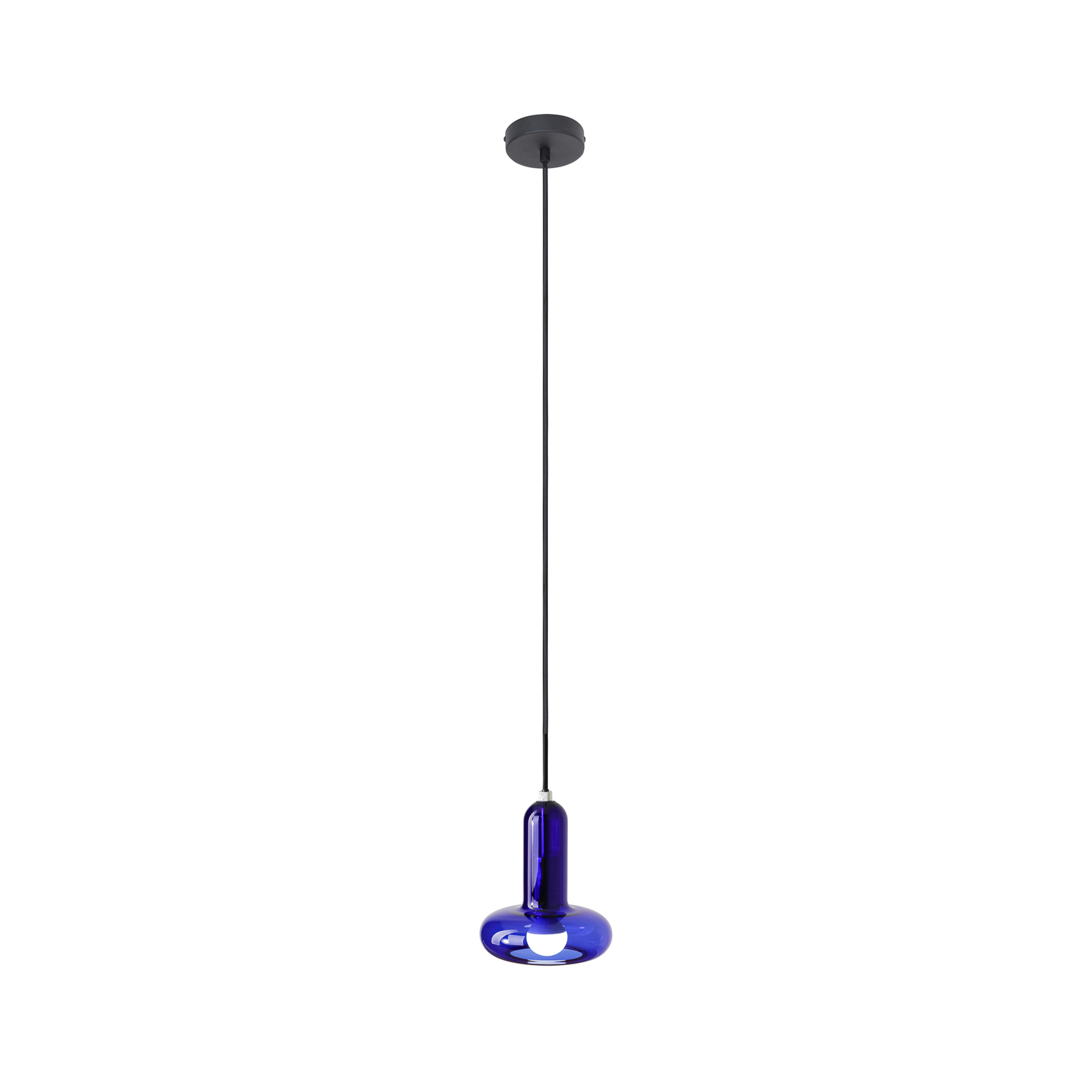 Lámpara colgante Perseo, azul, Ø 15 cm, cristal, atenuable