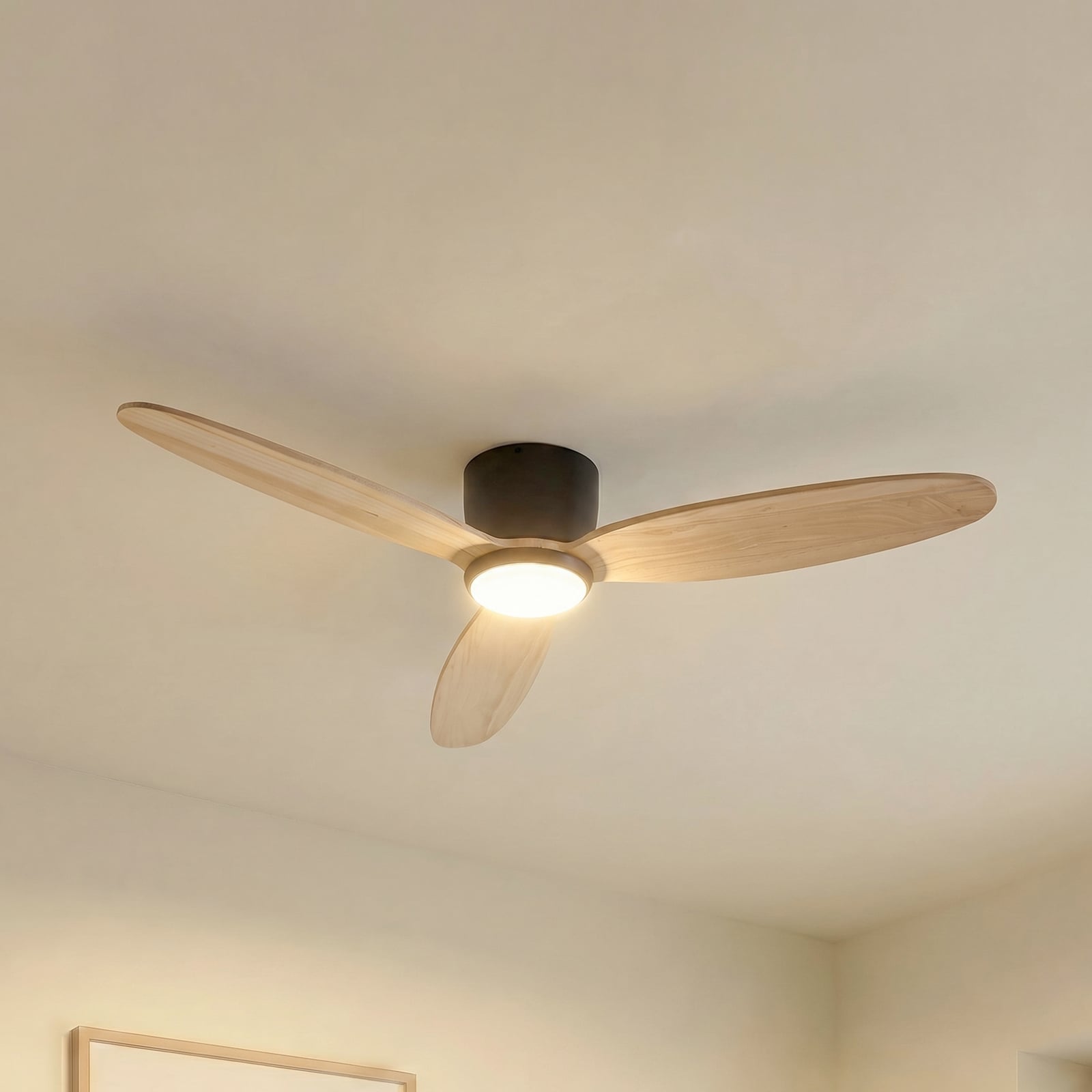 Lignia LED-Deckenventilator, schwarz/holz, CCT, dimmbar, Ø 132 cm, DC - Lucande Lignia LED-Deckenventilator, schwarz/holz, CCT, dimmbar, Ø 132 cm, DC - Lucande