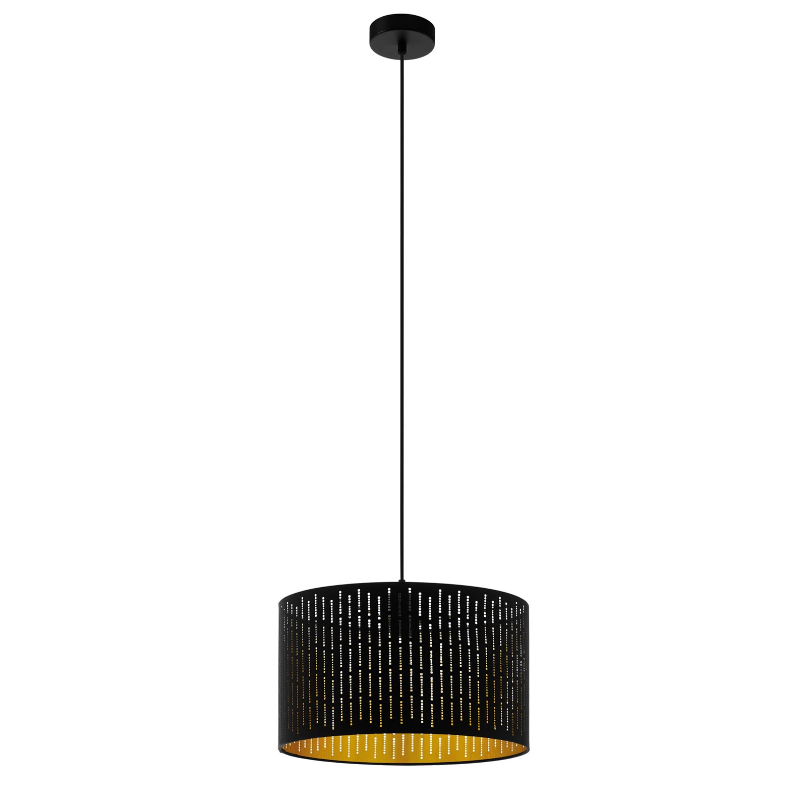 EGLO Varillas pendant lamp in black/gold, 38 cm, for Living / Dining Room, fabric, steel, E27, 40 W, energy efficiency: A++