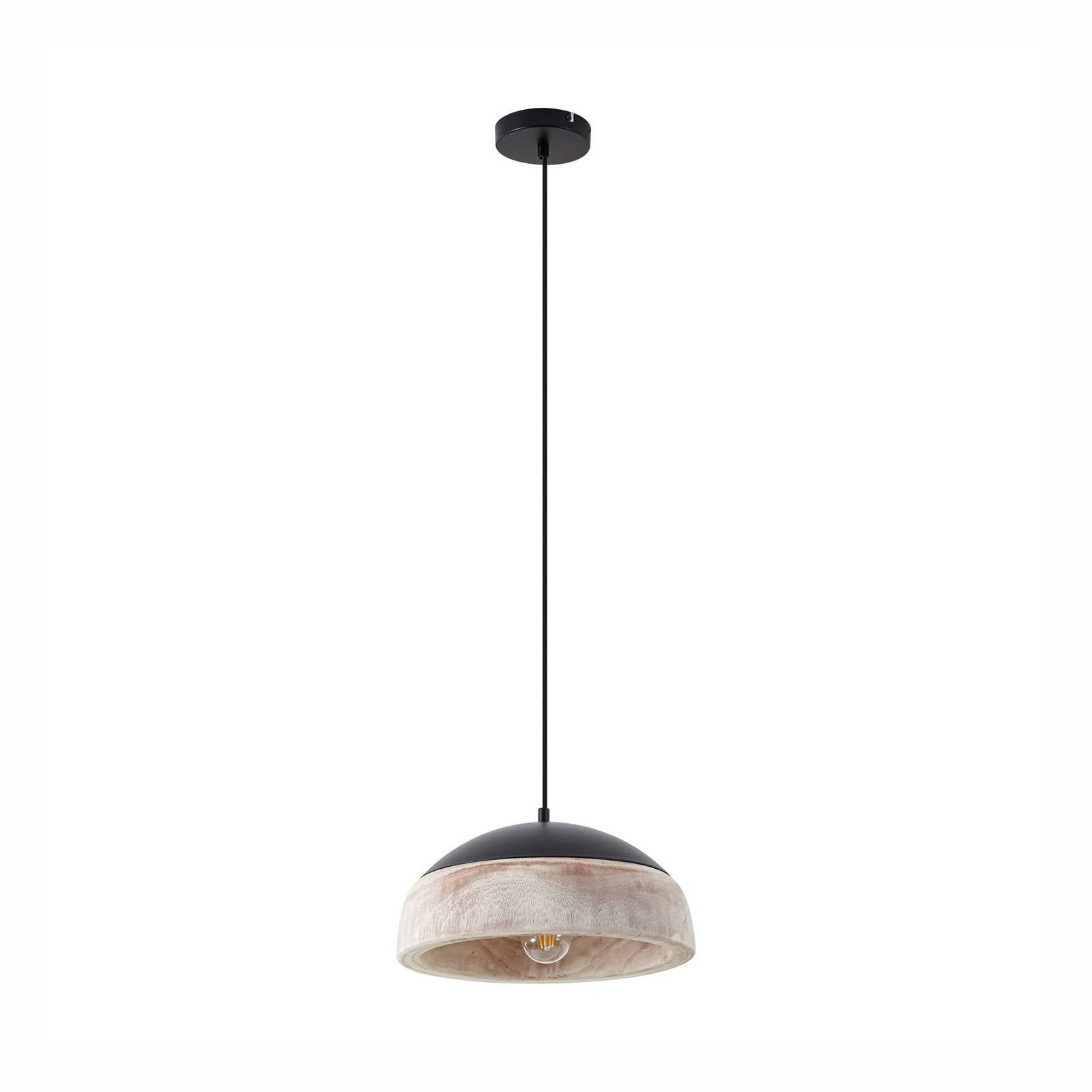 Lucande Hängeleuchte Leivar, Ø 35 cm, Holz/schwarz, E27
