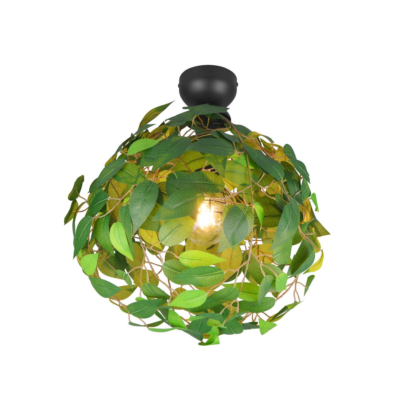 Plafoniera Leavy, nero/verde, Ø 38 cm, E27, a 1 luce