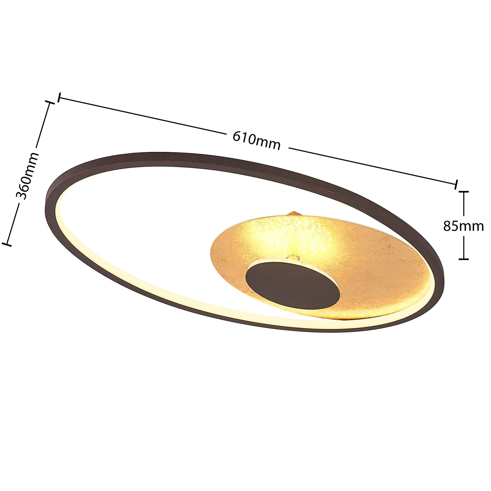Lindby Fevial LED-taklampa, 61 cm x 36 cm