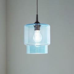 Pendellampe i glas Nesto, marineblå, Ø 18 cm, E27