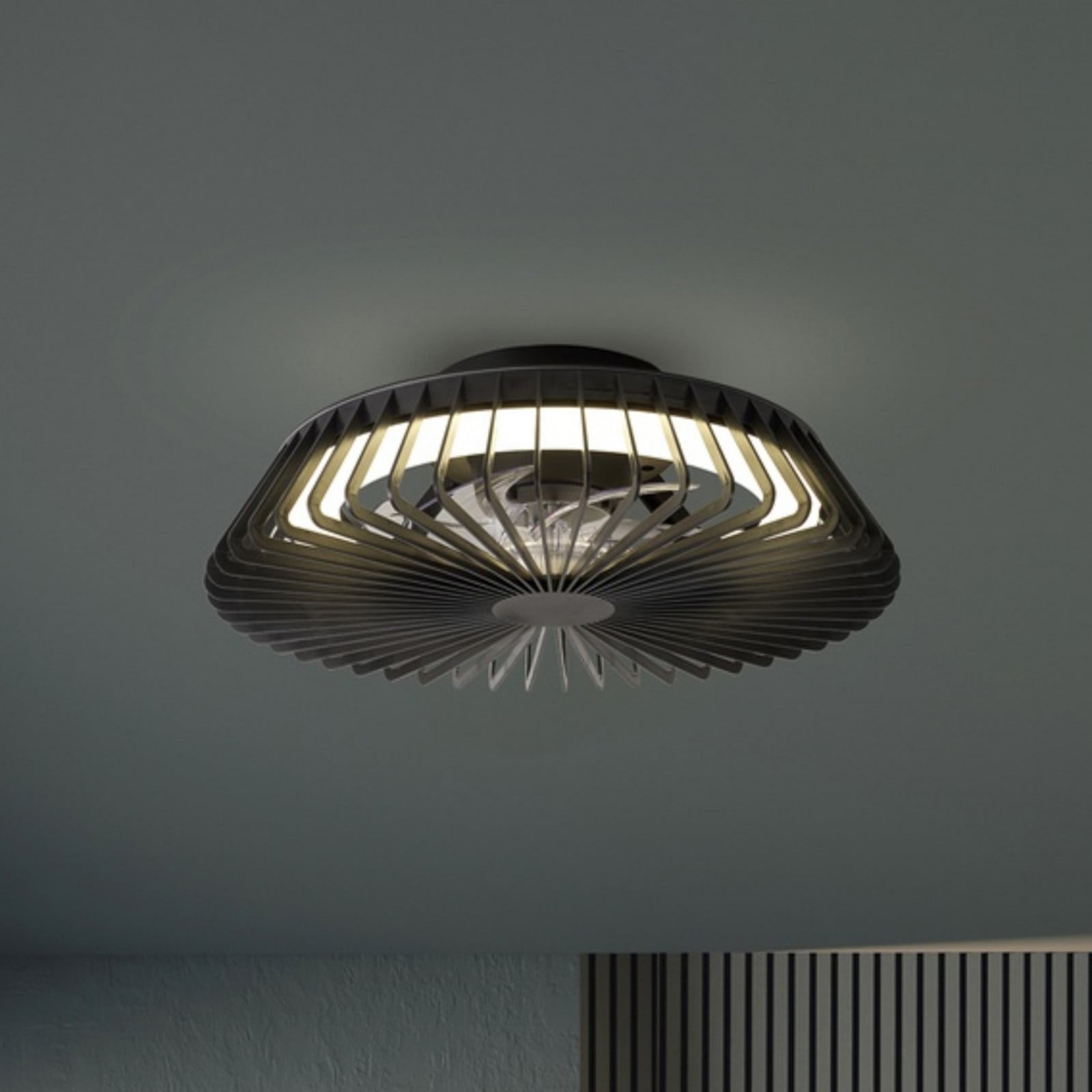 LED-loftventilator Himalaya Mini, sort, DC, støjsvag – Mantra Mantra Iluminación - Stue - Moderne - Plastik