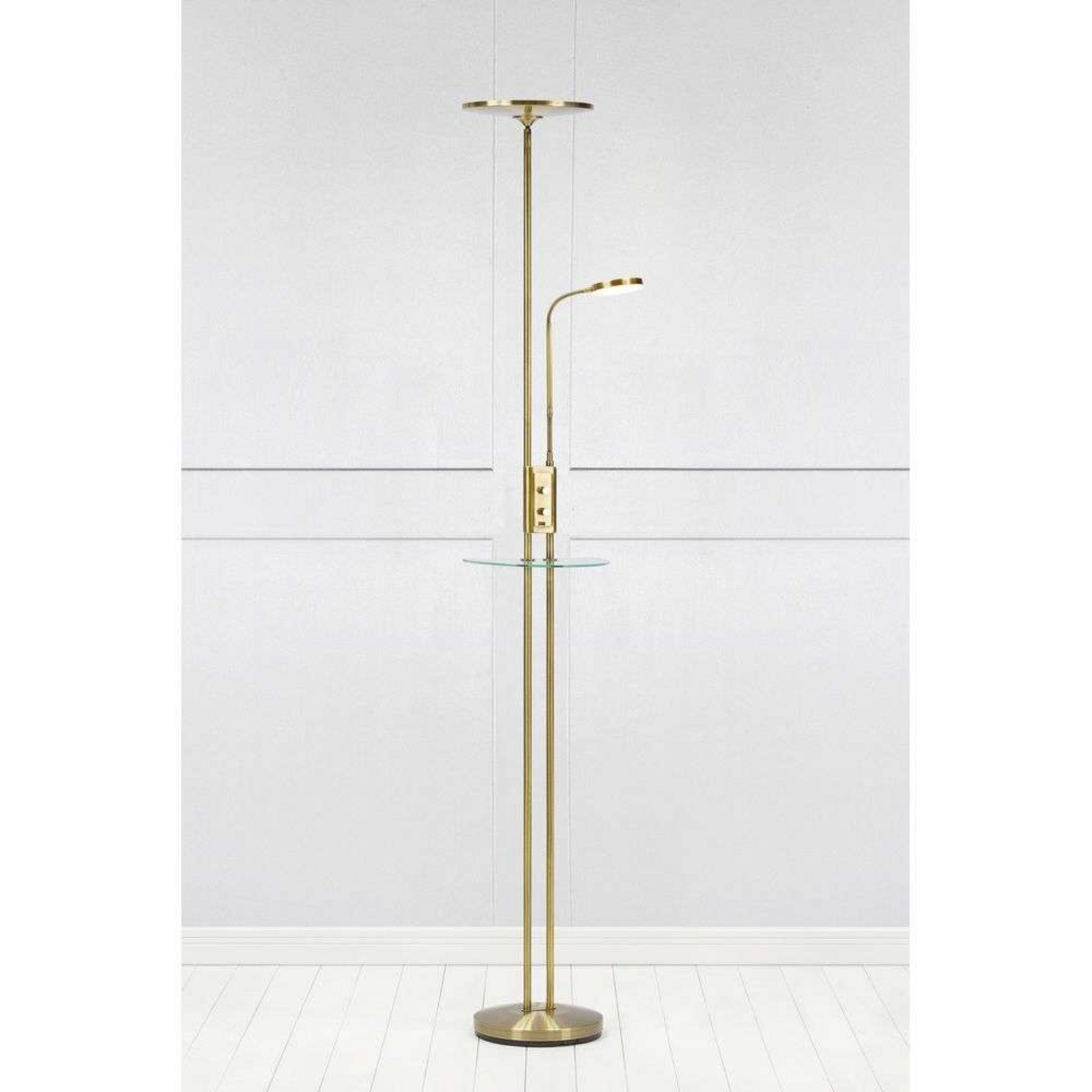 Friend 2 Floor Lamp Uplight USB Antique Brass - Markslöjd