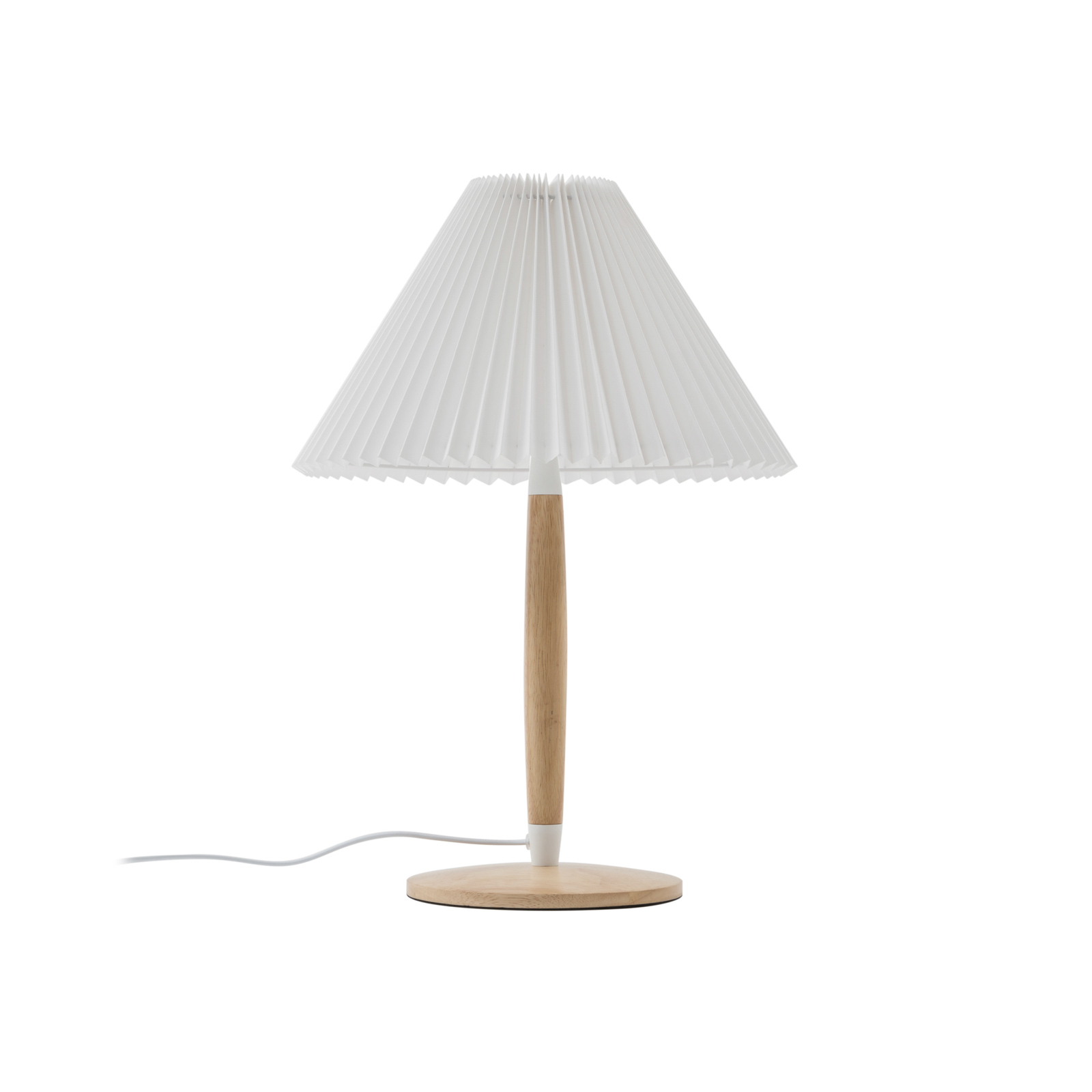 Lucande Ellorin tafellamp, wit, hout, Ø 37 cm, E27