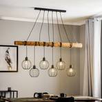 Hanglamp Karou, 6-lamps, dennenhout, bruin