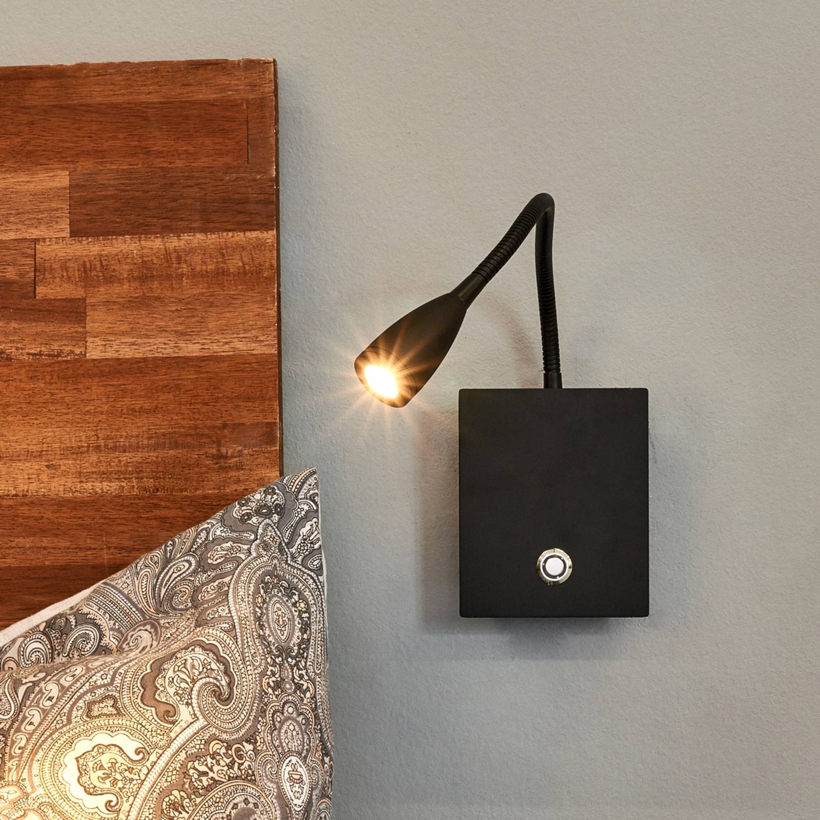 Lucande LED Wall Light - Bedroom - Reading Lamp - dimmable - Modern - Black