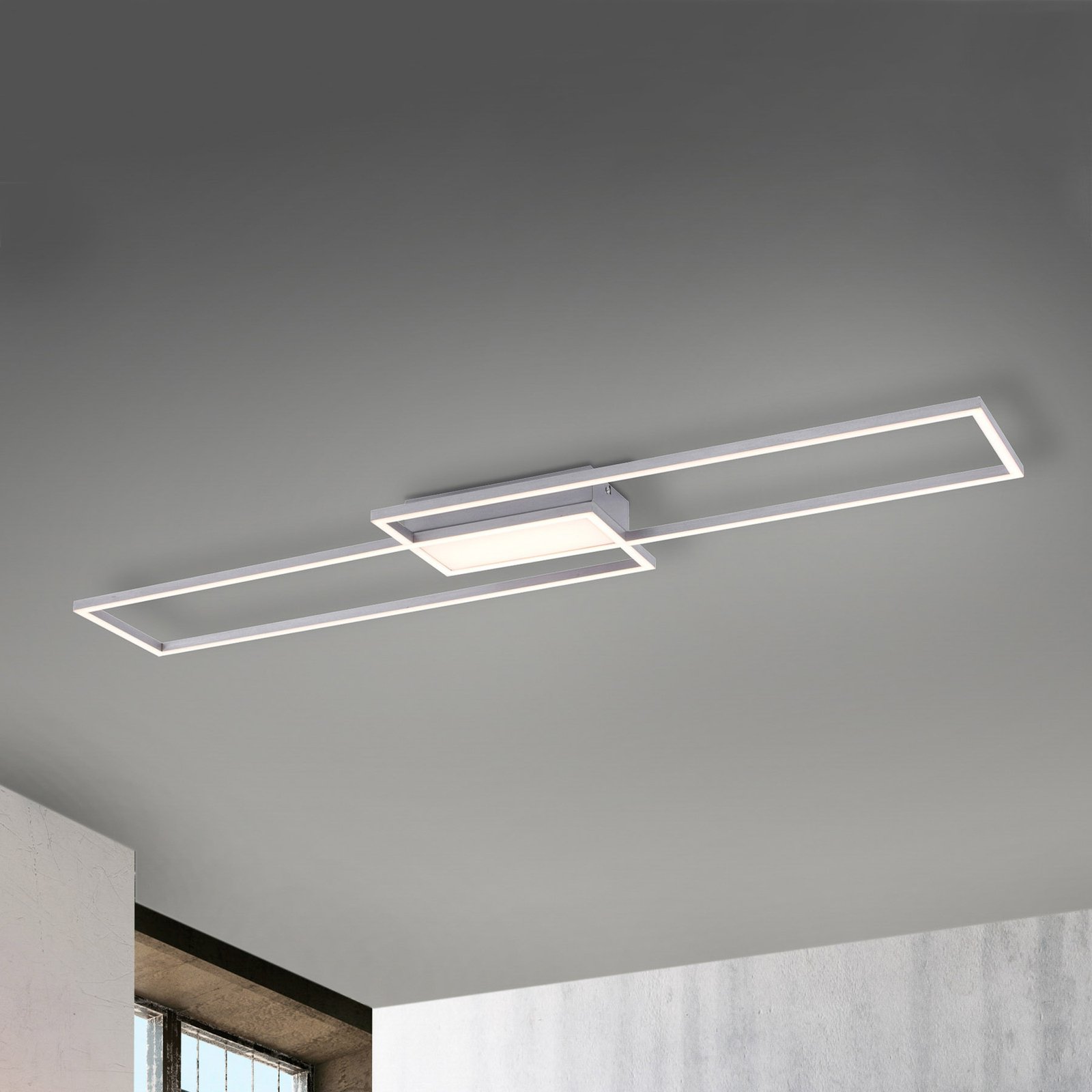 LED stropna svetilka Asmin, CCT, jeklo, 109,5x25,7cm
