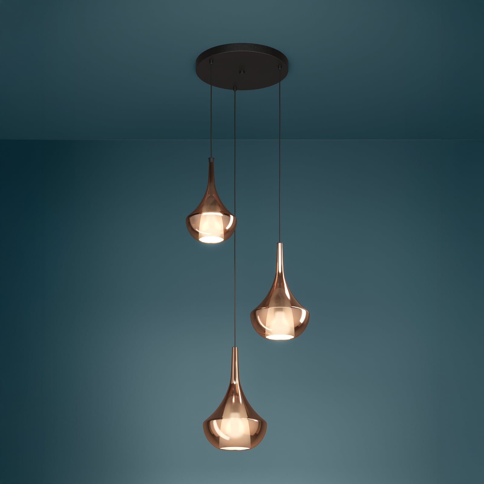 Suspension Almoster, cuivre, Ø 55 cm, à 3 lampes - Stars of Light