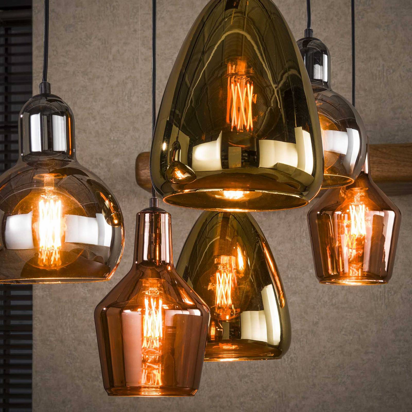 Lampa wisząca Mixtura, 6-punktowa, szkło, metal, wielokolorowa