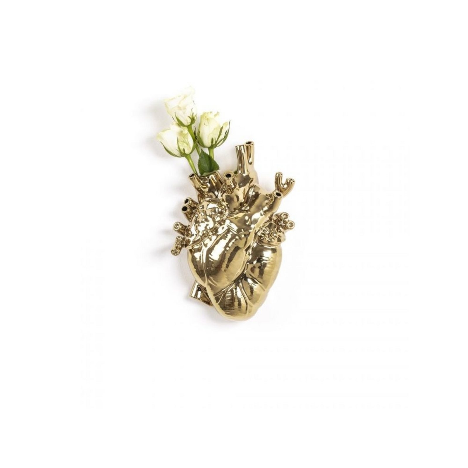 Love In Bloom Gold Porcelain Heart Vase - Seletti