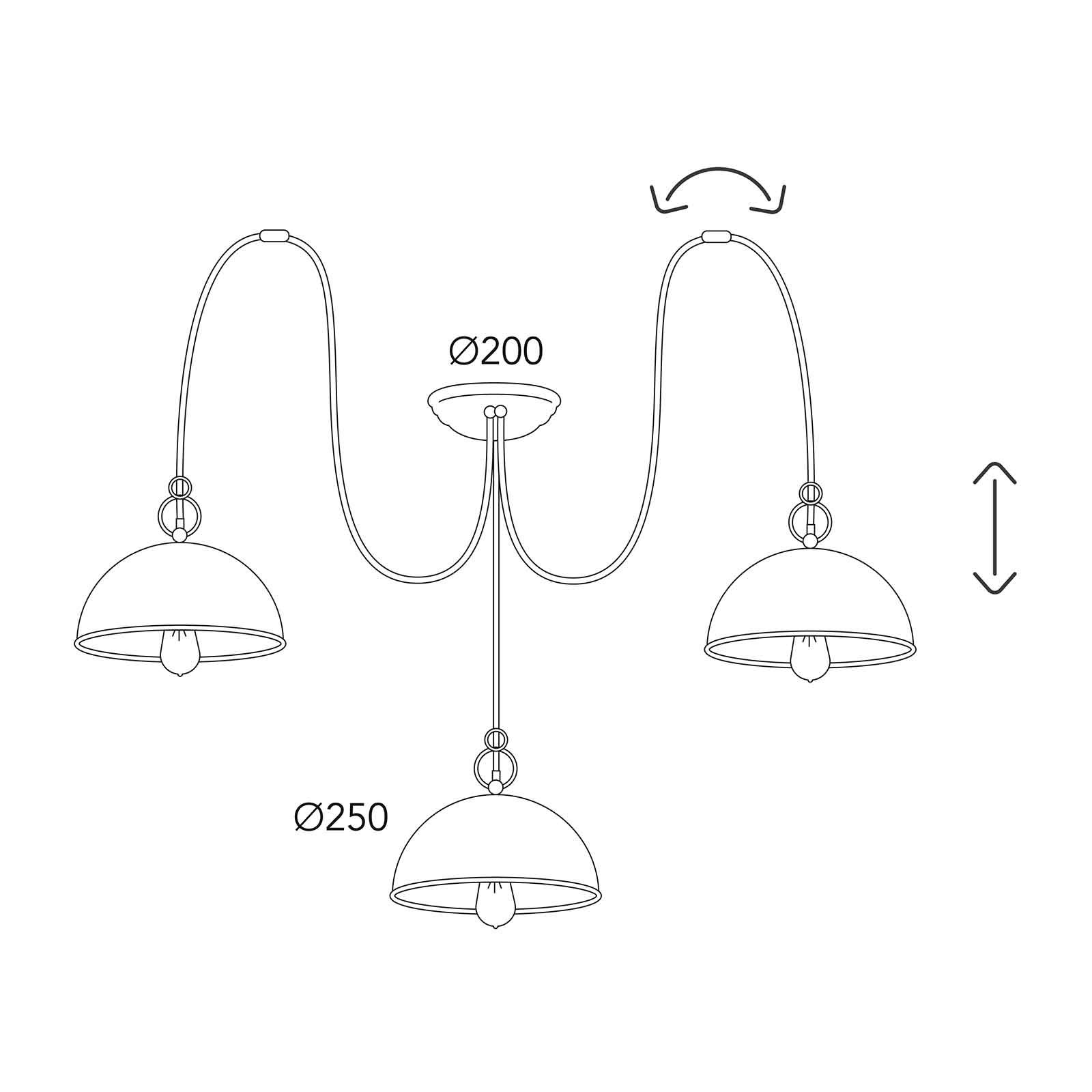 Hängelampe Circle 3248.3L, 3-flg. messing